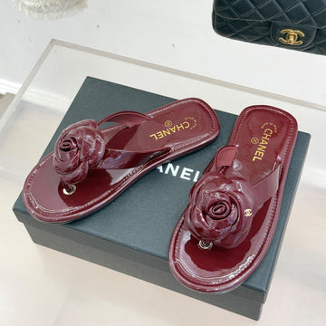 CC 26C Early Spring Camellia Slide Burgundy Patent Leather