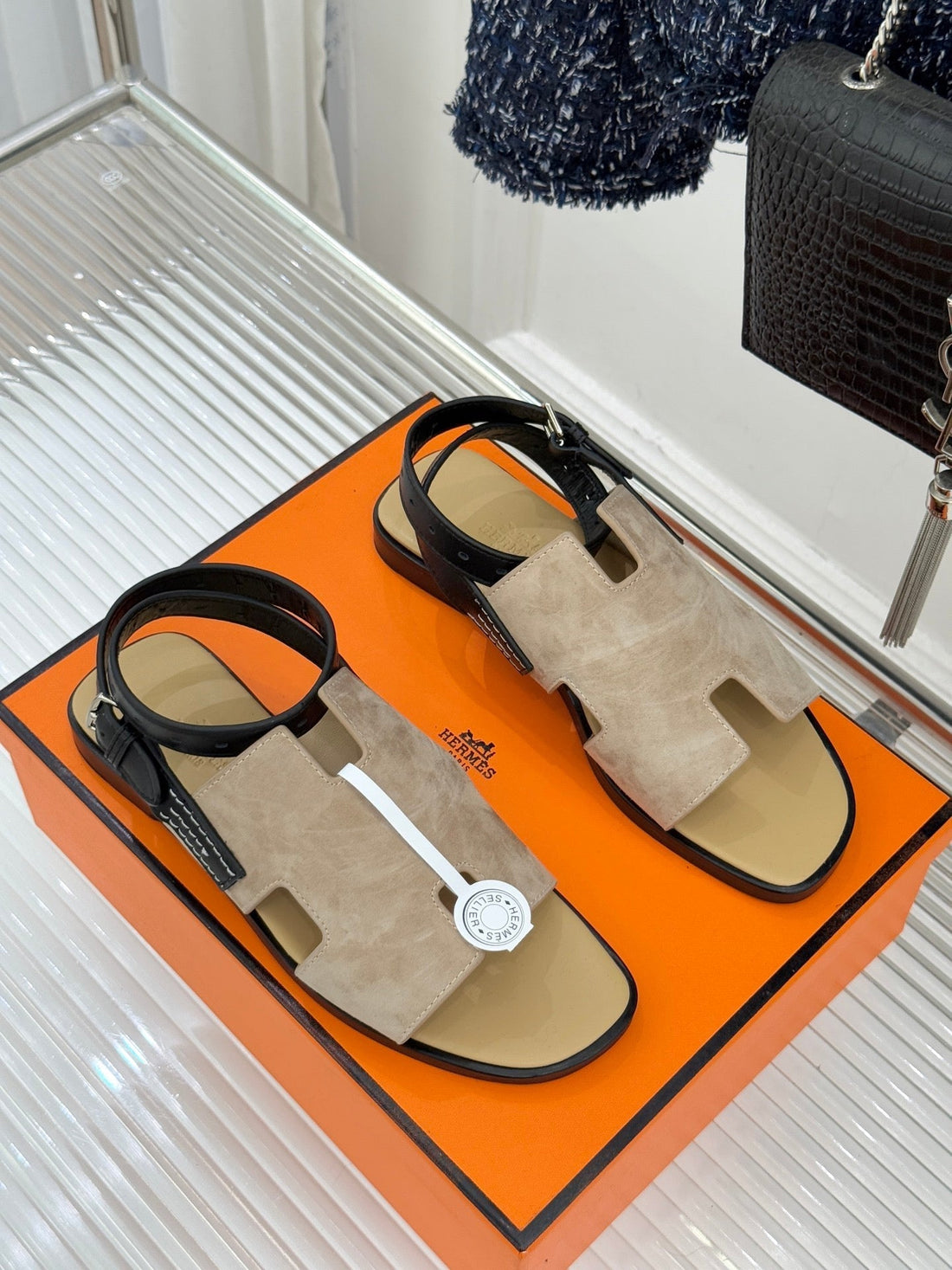 Hm Maya Sandal Dark Khahi Suede Leather 642794