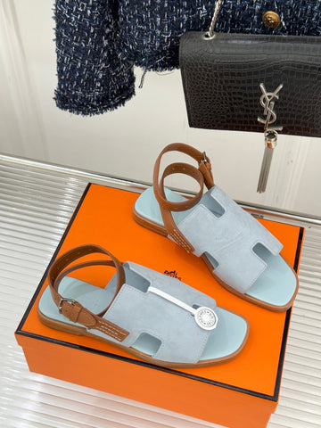 Hm Maya Sandal Grey-Blue Suede Leather 642796