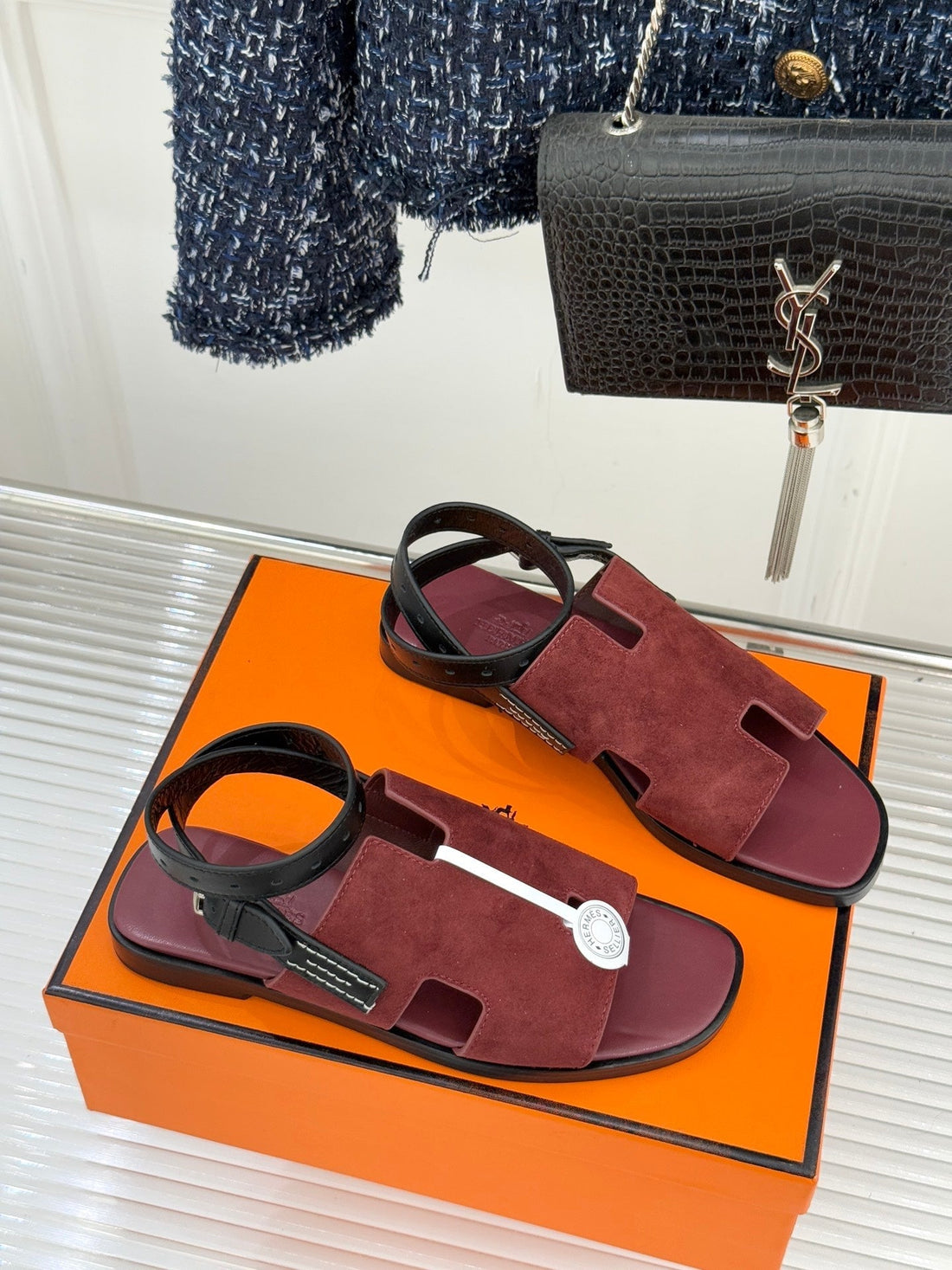 Hm Maya Sandal Burgundy Suede Leather 642797