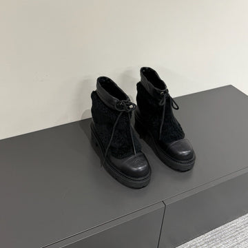 CC 25SS Martin Snow Boots Black Cowhide & Lambswool 417821
