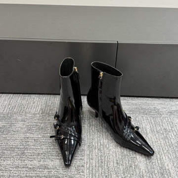 Miu Short Boots 40MM Black Patent Leather 417985