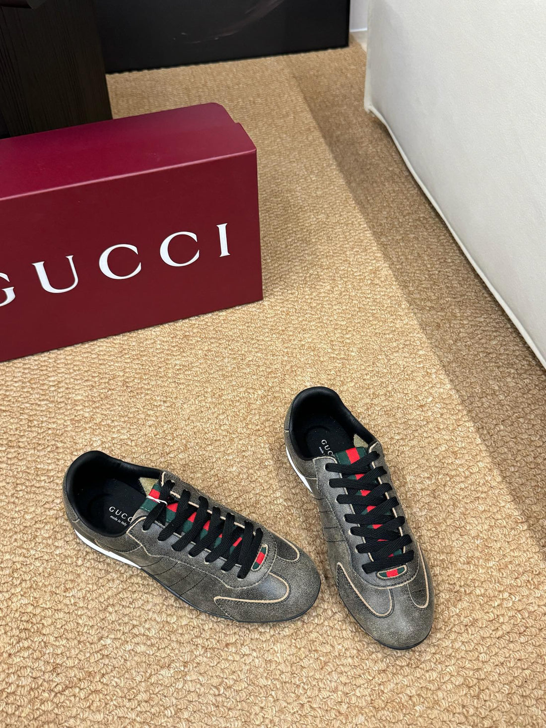 GG 26S Shift Sneakers Black Suede Canvas 691473