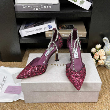 Jimmy 26 Stevie Pump 9CM Burgundy Crystal Leather 681906