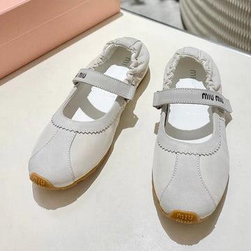 Miu Miu 2026 Ballet Flat White Suede Fabric 618680