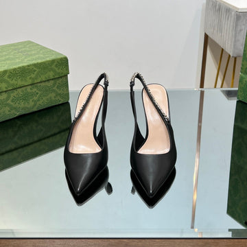 GG Signoria Slingback Pump Black Lambskin