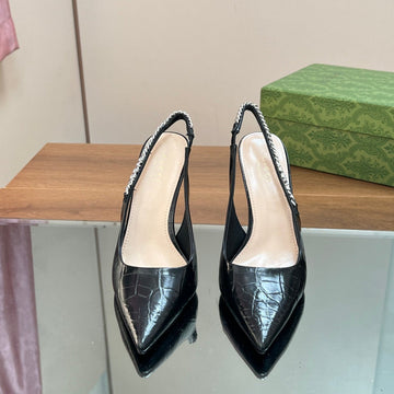 GG Signoria Slingback Pump Black Calfskin