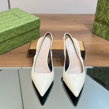 GG Signoria Slingback Pump White Lambskin