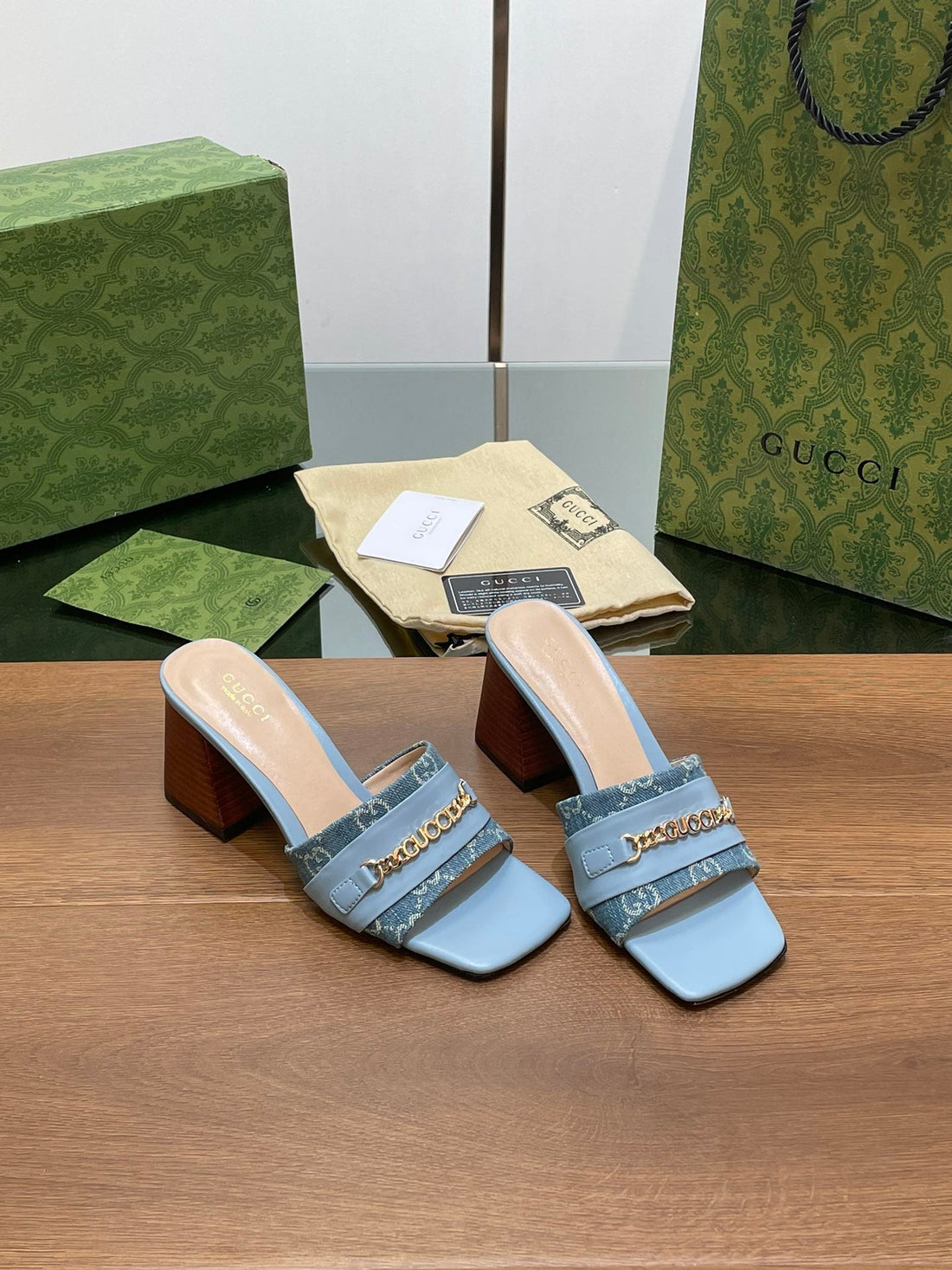 GG Signoria Slide Sandal Sky Denim