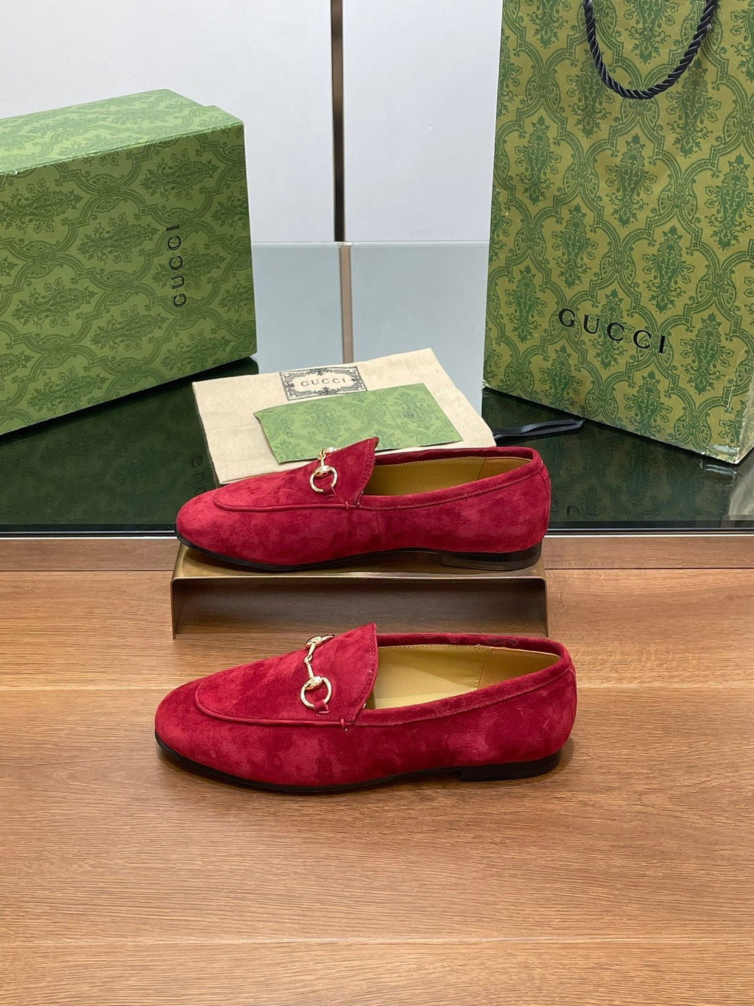 Horsebit Loafer In Cherry Red Suede