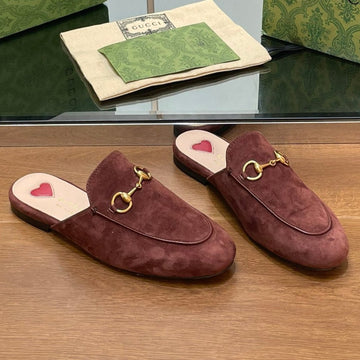 Horsebit Mule In Umber Brown Suede