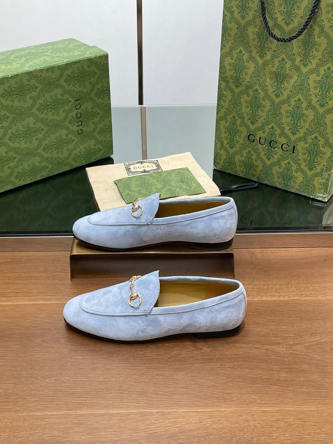 Horsebit Loafer In Light Blue Suede