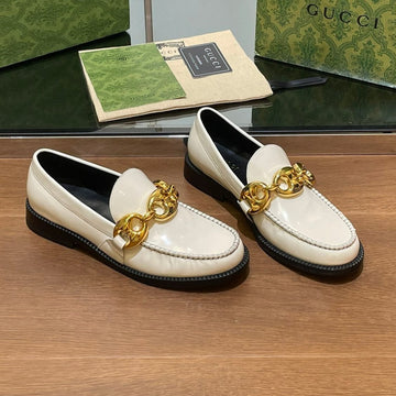 GG Loafer Shoes In White Calfskin