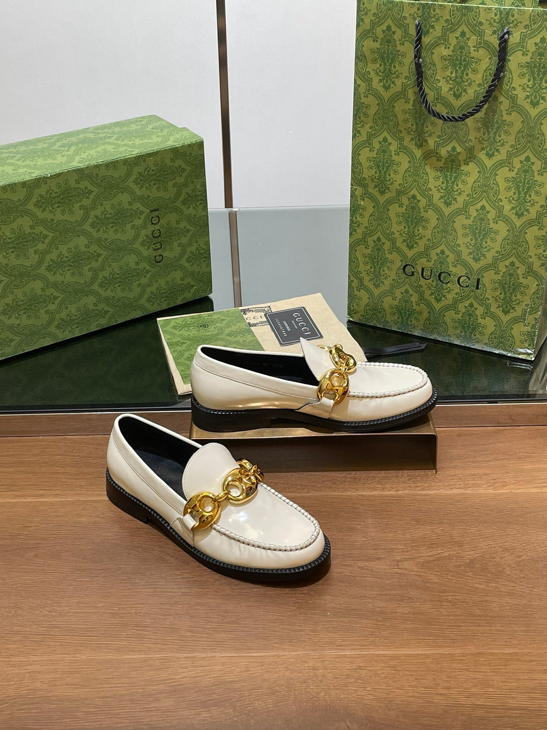 GG Loafer Shoes In White Calfskin