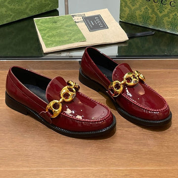 GG Loafer Shoes In Blood Red Calfskin