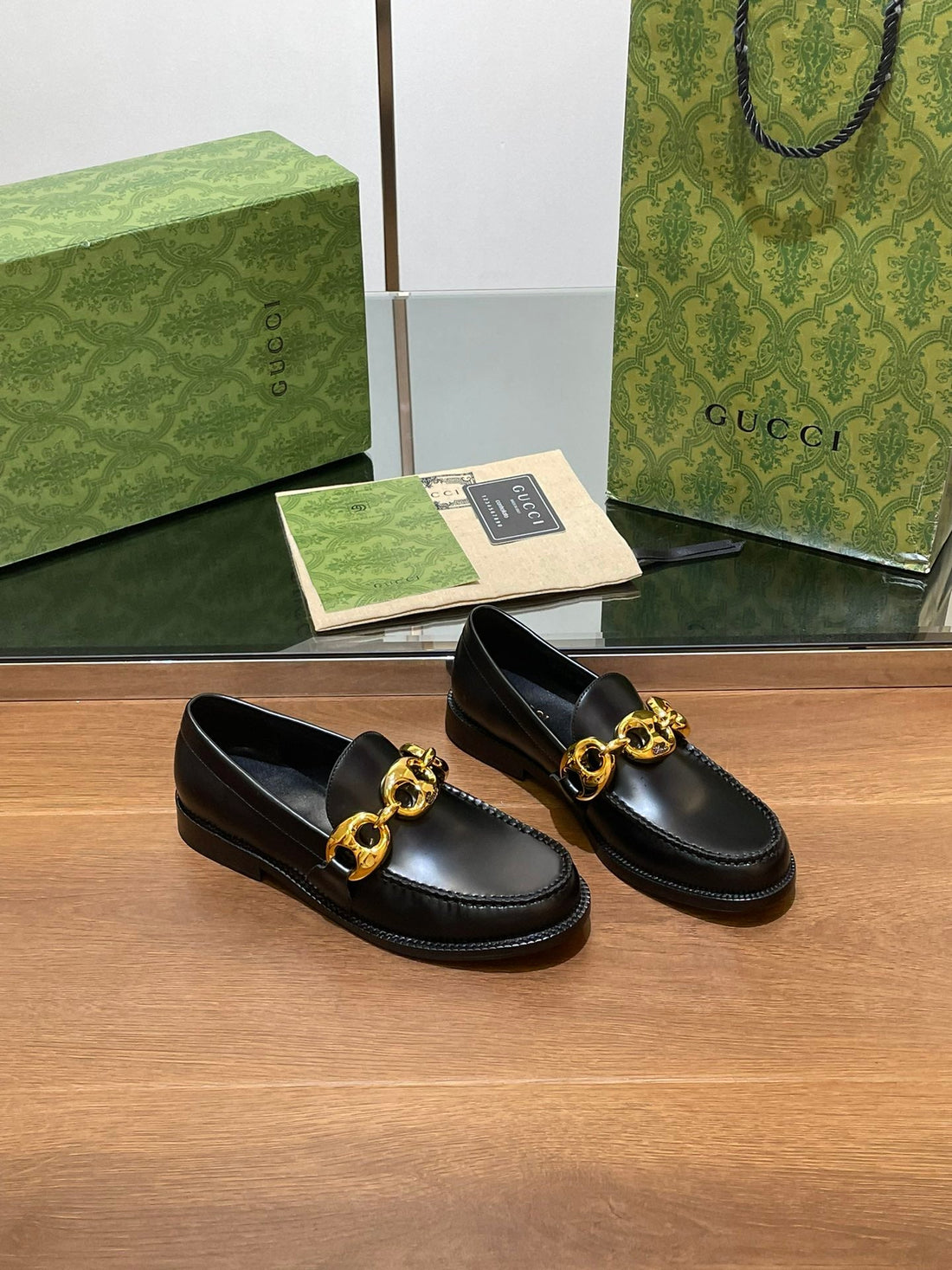 GG Loafer Shoes In Black Calfskin