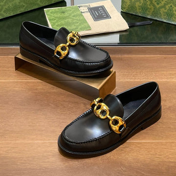 GG Loafer Shoes In Black Calfskin