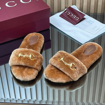 Gucci 2025 Horsebit Slipper Brown Wool 562871