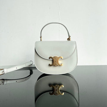 Triomphe 15 White Calfskin Handbag
