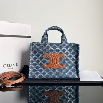 Small Cabas Thais 25.5 Monogram Blue Denim Triomphe Calfskin