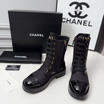 CC 26S Ankle Boot Black Blue Denim Patent Leather