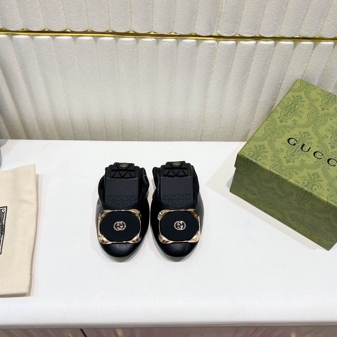 GG Ballet Super Slim Black Lambskin
