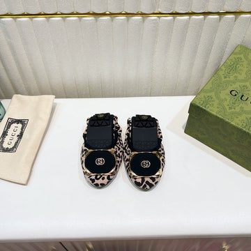 GG Ballet Super Slim Leopard Pattern Lambskin