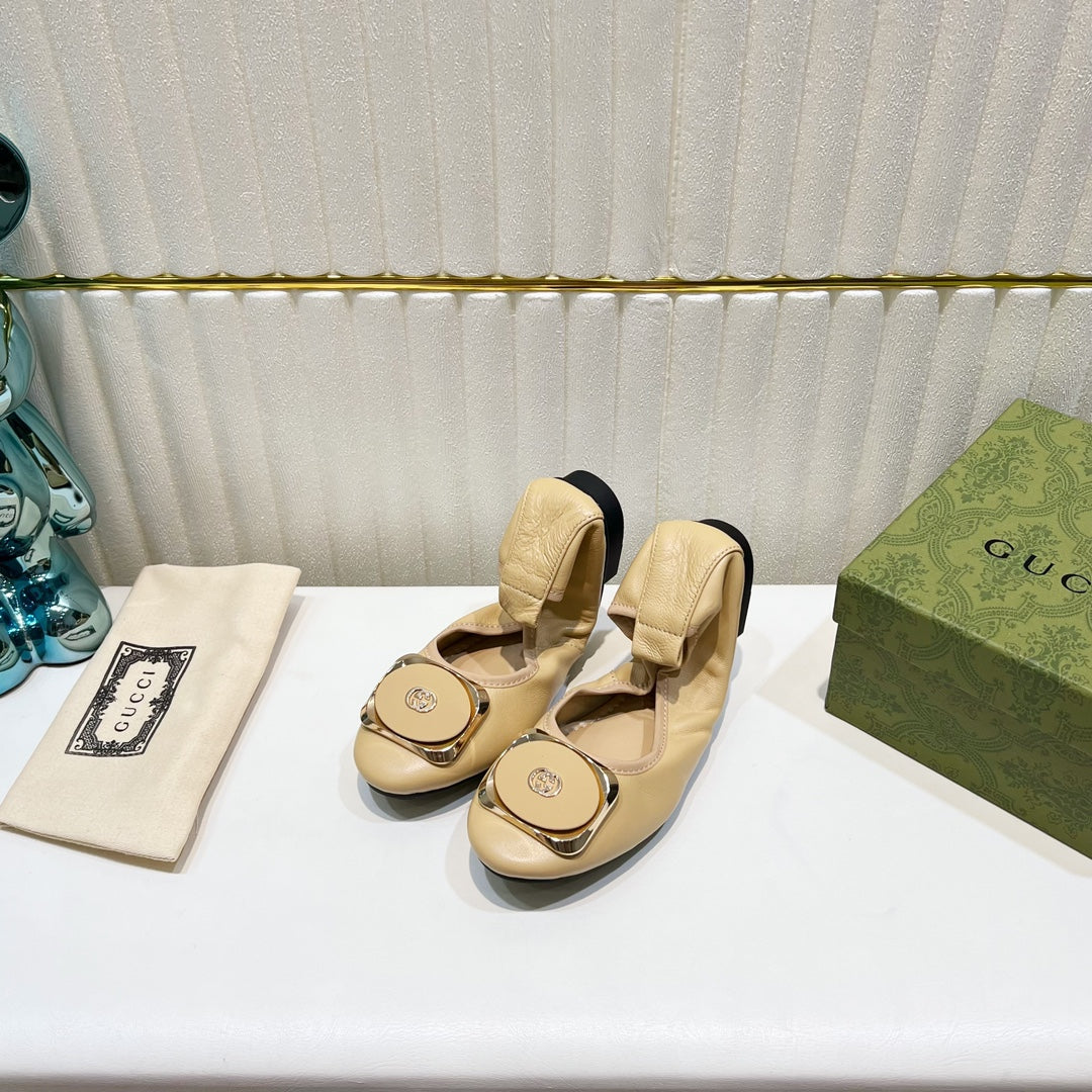 GG Ballet Super Slim Beige Lambskin