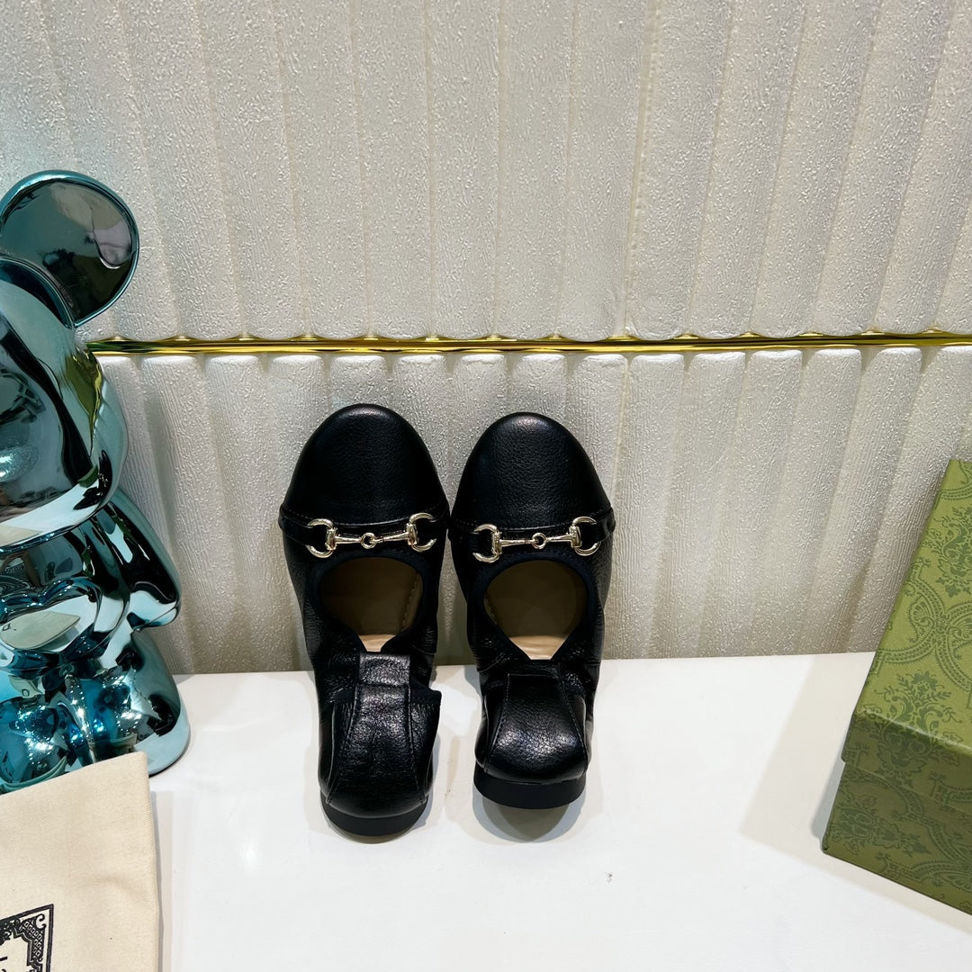 GG Ballet Super Slim Buckle Black Lambskin