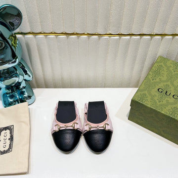 GG Ballet Super Slim Buckle Pastel Pink And Black Lambskin
