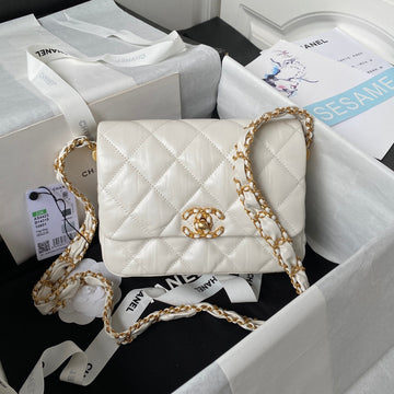 CC 23K 13,5cm White Calfskin Gold Hardware