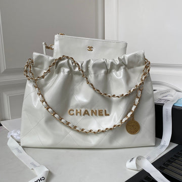 24C CC Hobo 22 Bag 45CM Light Grey Lambskin