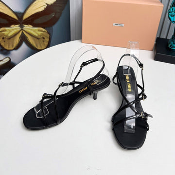 Miu 26S Sandals 5.5cm Black Patent Leather 680448