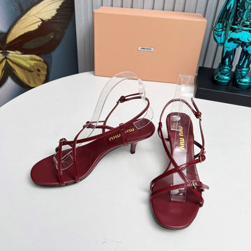 Miu 26S Sandals 5.5cm Burgundy Patent Leather 680450