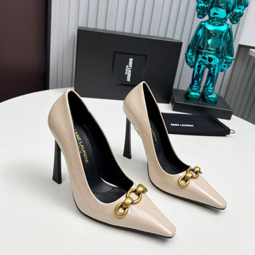 YSL Hermione Pump 11CM Beige Patent Leather 680400