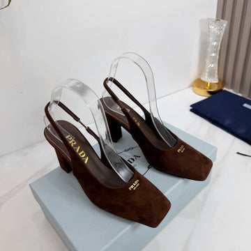 Pra 26SS Slingback 85 Dark Brown Suede 592366