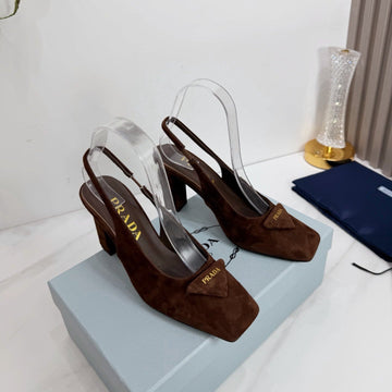 Pra 26SS Slingback 85 Dark Brown Suede 592374
