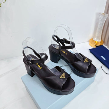 Pra 26SS Platform Sandals 75 Black Sheepskin 592384