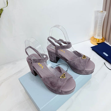 Pra 26SS Platform Sandals 75 Light Purple Suede Sheepskin 592390