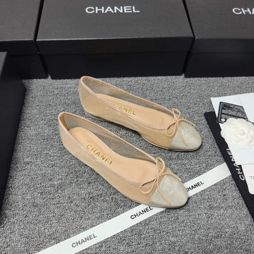 CC 26S Ballet Flat Beige Mesh Fabric Sheepskin 681984