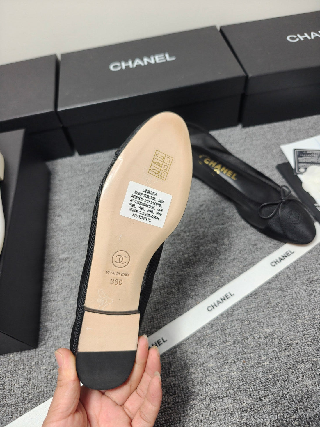 CC 26S Ballet Flat Black Mesh Fabric Sheepskin 681982