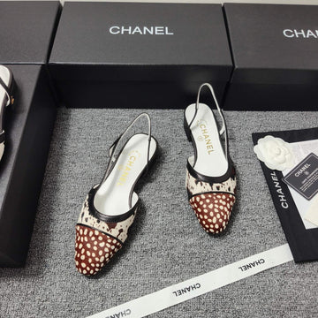 CC Ss 2026 Slingbacks Flat White Black Brown Calfskin Lambskin