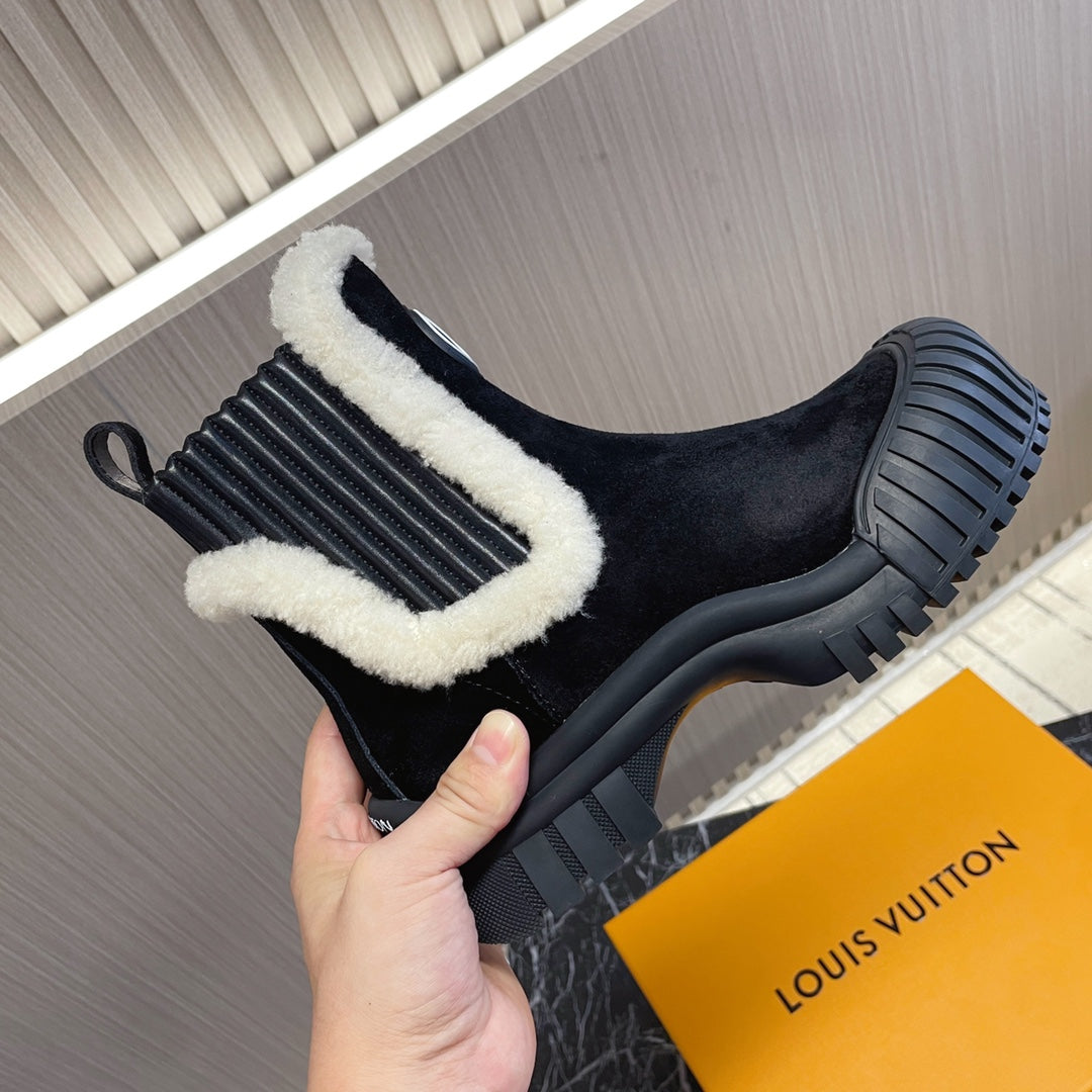 LV Ruby Flat Ankle Boot 50MM Black Suede