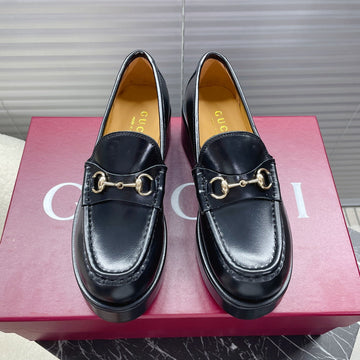 Horsebit Platform Loafer In Black Calfskin