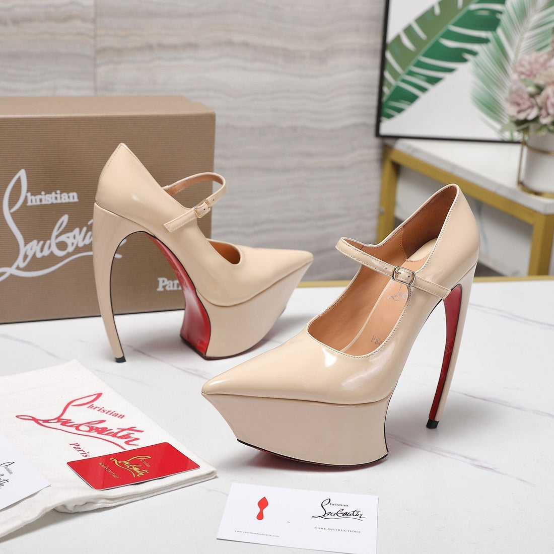 Cl Matières Fécales Platform Pumps 15CM Beige Patent Leather 637884