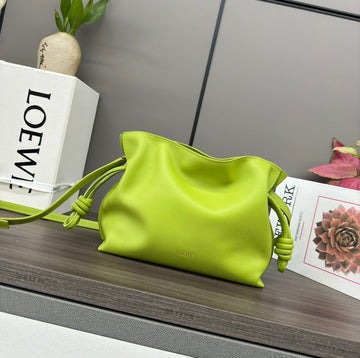 Loe 23 Mini Flamenco Purse Bag In Green Chartreuse Nappa Lambskin