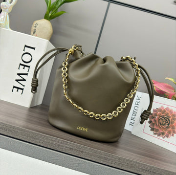 Loewe Flamenco Purse Bucket 32 Olive Lambskin Ghw