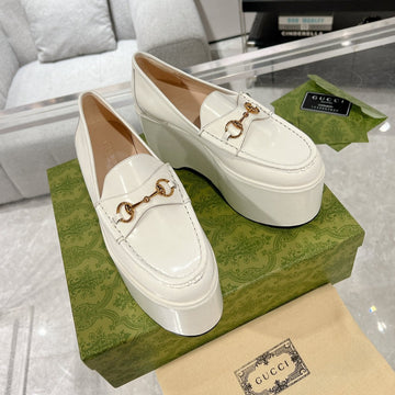 GG Horsebit Platform Loafer White Calfskin
