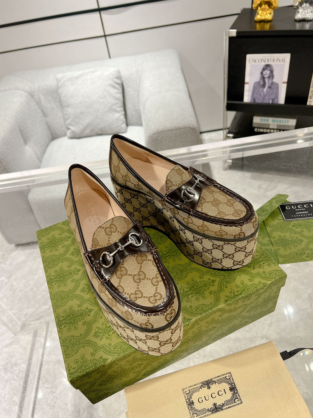 GG Horsebit Platform Loafer Light Brown Calfskin