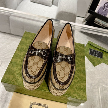 GG Horsebit Platform Loafer Light Brown Calfskin